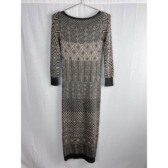 Anthropologie Sweater Dress Politico Maxi Fair Isle Nordic Wool Heritage Cozy - Picture 3 of 5